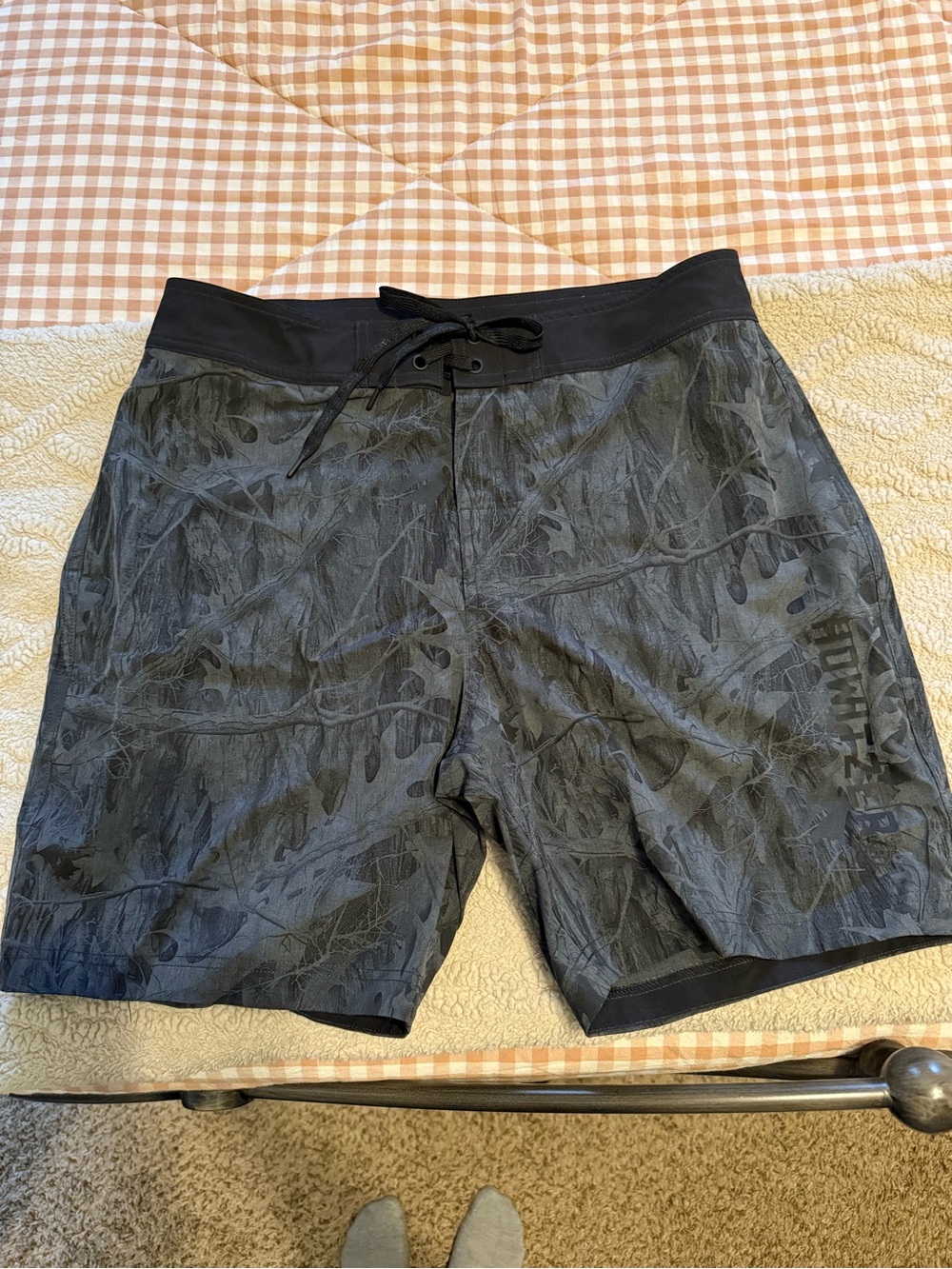 Men's Black Camouflage-Print Board Shorts